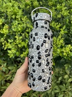 Bouteilles d'eau isothermes en acier inoxydable de 17 oz avec strass bleus scintillants et chaîne, idéales pour les cadeaux