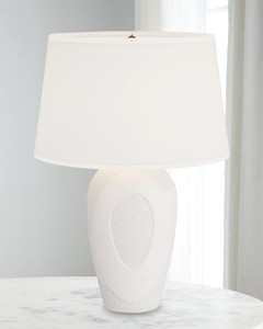 Lampe de chevet moderne de luxe écologique avec abat-jour en tissu, design unique, avec luminaire à douille E26, alimentation électrique - Product Image 1