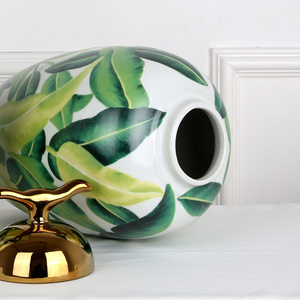 del Gabinete de <span class=keywords><strong>la</strong></span> Tv de lujo decoración del hogar rústico hojas de <span class=keywords><strong>palma</strong></span> patrón de cerámica botella de almacenamiento - Product Image 3