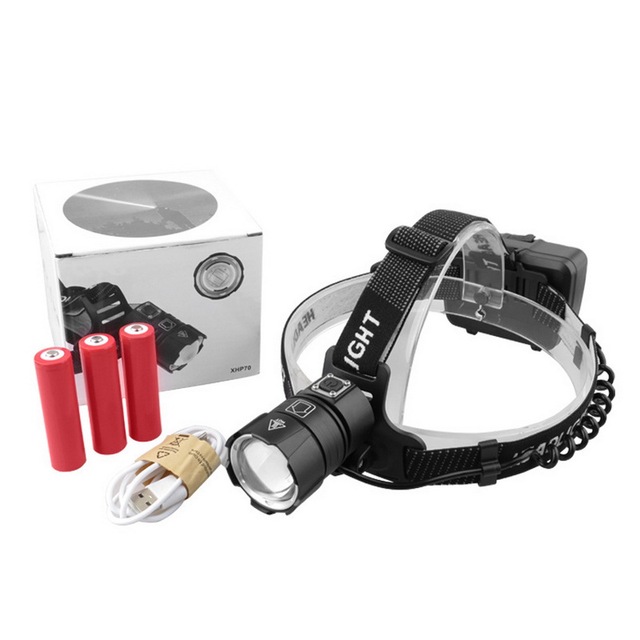 P70 LED Zoom LED Headlamp 2000lm 3x18650 Battery Brightest Powerful USB Rechargeable Headlight
