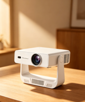 Projecteur intelligent portable HT51 Mini 4K pour l'extérieur avec Android 14, 120 lumens et projection de 10 m pour une utilisation en home cinéma