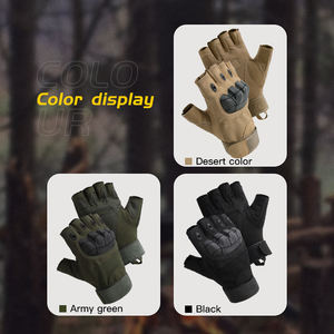 Medio dedo duro protector nudillo resistente a los golpes sin dedos caza táctico cuero motocicleta guantes para actividades al aire libre - Product Image 3