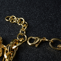 Pulsera de Cadena con Eslabones de Corazón y Bola, Diseño Geométrico Clásico Cubano, Chapado en Oro de 14K de Alta Calidad, Ajustable para Mujer