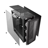 Boîtier PC d'ordinateur de jeu à refroidissement par eau RGB Gamer Verre trempé Panneau latéral PC Usb Plastique Alliage d'aluminium Stock Mid Tower Desk