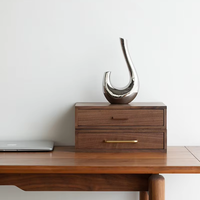 Scatola in Legno di Noce Nero a Cassetto Singolo, Rettangolare, con Giunzione a Coda di Colomba, Organizzatore Moderno per Scrivania, Portagioie Personalizzabile
