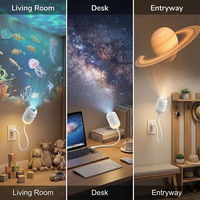 Projecteur LED USB tactile 2-en-1 : étoiles, galaxie, océan, baleine – Lampe de chevet flexible pour chambre d'enfant
