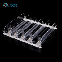 Étagère à ressort en plastique réglable en largeur pour supermarché système de poussoir présentoir cosmétique cristal transparent