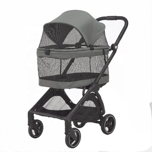 Poussette <span class=keywords><strong>pour</strong></span> <span class=keywords><strong>chien</strong></span> pliable à une main avec frein à un clic, grand <span class=keywords><strong>panier</strong></span> de rangement et suspension 4 roues – Vente directe usine - Product Image 5