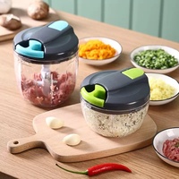 Handmatige staafmixer met stalen messen, handmatige gehaktmolen, dumplingvuller, groentehakker, chilimolen, pulverisator, plastic.