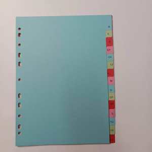 A4 Vente en gros Onze trous Diverses couleurs Alphabet Papier Index Page Set Board Diviseurs 16 Onglets vierges - Product Image 2