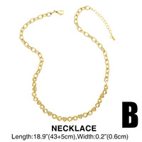 Collier chaîne épaisse en forme de trombones, ton or, avec fermoir cœur pavé, bijou fantaisie en strass pour femmes et jeunes filles, idéal pour offrir