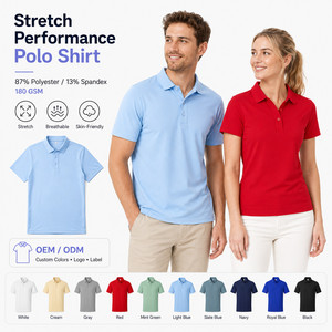 Polo de Rendimiento Unisex con Logotipo Personalizado, 13% Spandex, Elástico en 4 Direcciones, Secado Rápido, Uniforme de Golf para Equipos, Venta al Por Mayor, Tallas S-4XL, Azul Claro y Rojo - Product Image 1