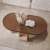 Moderner Einfacher Kleiner Wohnzimmer-Couchtisch, Netzwerk-Rot, Kreatives Cremefarbenes Design, Neuer Designer-Couchtisch aus Massivem Walnussholz