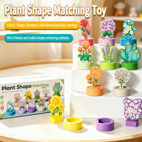 Jouets éducatifs en bois Montessori en gros pour enfants, jeu de correspondance des formes végétales, développement de la motricité fine pour tout-petits, tri des couleurs