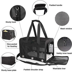 Bolsa de viaje de cara suave para mascotas, estuche de transporte plegable para perros, apto para gatos con ventanas de malla y forro polar, aprobado por la línea aérea - Product Image 3