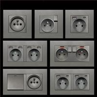 Interrupteur mural minimaliste avec ports USB, 10A, 2 interrupteurs, 2 prises, application Z-Wave EWeLink, matériau PC ignifuge