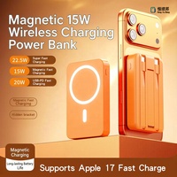 Batterie externe magnétique sans fil HXB 10000mAh, charge rapide sans fil 20W, écran LED, chargeur portable Li-polymère Micro USB