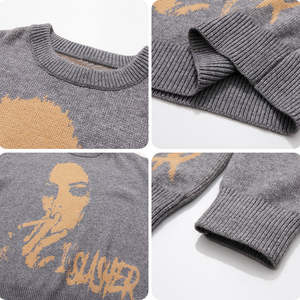 Suéter de Punto Personalizado Nanteng con Logotipo, Invierno, 100% Algodón, Diseño de Moda Urbana, Estampado de Retrato, <span class=keywords><strong>Cuello</strong></span> <span class=keywords><strong>Redondo</strong></span>, para <span class=keywords><strong>Hombre</strong></span> - Product Image 5