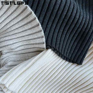 T-shirts pour hommes personnalisés imprimés texturés, coupe oversize et carrée, en coton délavé à l'acide, tricoté côtelé, style jersey court - Product Image 5