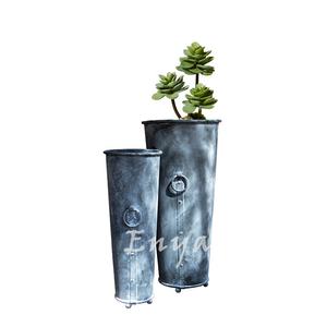 Extérieur conique grand rond grand jardin extérieur <span class=keywords><strong>palmier</strong></span> Pots <span class=keywords><strong>de</strong></span> fleurs grande taille galvanisé métal décor planteur peinture antique - Product Image 1