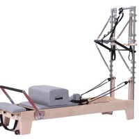 Cama de Pilates Reformer con Núcleo de Madera, Ajustable, Portátil, Multifuncional, Equipo de Fitness Duradero