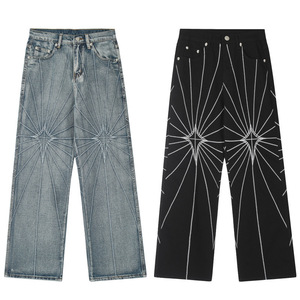 Pantalones Vaqueros de Mezclilla de Alta Calidad Estilo Y2K con Remaches, Corte <span class=keywords><strong>Recto</strong></span>, Estilo Punk, Botones, Elásticos, Impermeables, Negros, para <span class=keywords><strong>Hombre</strong></span>, ODM - Product Image 2