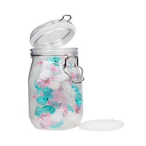 Multi-purpose Airtight Clear Double Reinforced Metal Snap PET <b>Jar</b> for <b>Laundry</b> Pods - Product Image 1