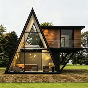 บ้านทรงสามเหลี่ยมโครงสร้างเหล็กทันสมัย ระบายอากาศได้ดี ออกแบบปรับเปลี่ยนได้ พร้อมรับประกัน 1 ปี เหมาะสำหรับโฮมสเตย์ - Product Image 1