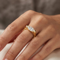 Bague de Fiançailles et de Mariage Personnalisable en Argent Sterling 925 pour Couples, avec Diamant Moissanite Œil de Cheval 2 Carats, pour Femme - Vente en Gros