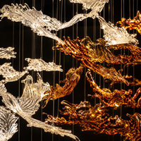 Magnifique lustre en verre en forme de feuille, luminaire suspendu LED, protection des yeux, pour salon, prix d'usine en gros