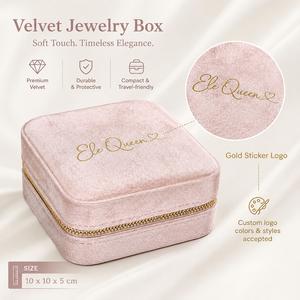 Luxury Velvet Square Pattern Jewelry <b>Box</b> Zipper Design <b>Ring</b> Holder Multi Compartment Storage Case Travel Jewelry Storage Gift - Product Image 6