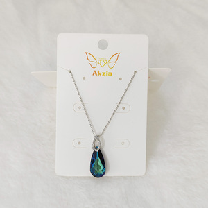 Plaqué rhodium bleu 3A Zircon eau diamant pendentif à breloque collier chaîne mode bijoux pour femmes - Product Image 2