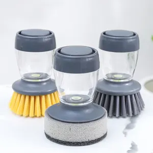 Cepillo de limpieza de cocina con dispensador de jabón líquido, 3 cabezales de limpieza, Juego de cepillos para platos dispensadores de jabón