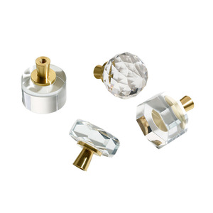 LCCDIS Crystal Brass Cabinet Knobs Octagonal Minimalist Style For <b>Wardrobe</b> Furniture Handles - Product Image 3