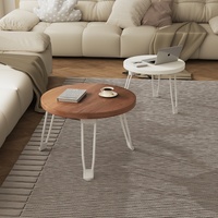 Table d'appoint pliante ronde avec pieds en métal, table de chevet portable pour salon, chambre à coucher, bureau, table de nuit