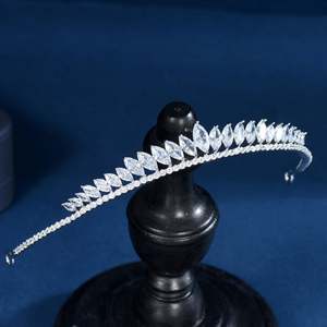 Moda mujer cabello con joyería nupcial Tiara boda diadema joyería hojas diadema Zirconia cristal corona SC03 - Product Image 2