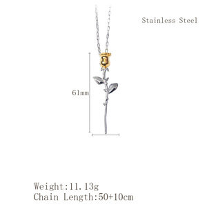 Nouveau 2026 Pendentif Fleur de Rose Rétro Romantique Artisanat Tendance Élégant en Acier Inoxydable avec Chaîne à Maillons, Thème <span class=keywords><strong>Loup</strong></span>, pour Fête Bouddhiste - Product Image 5