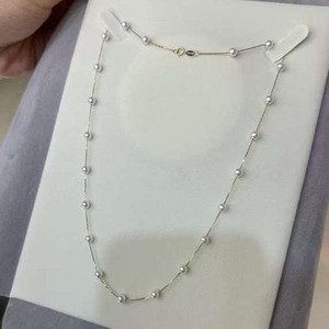 S925 Silver Starry Sky Pearl <b>Necklace</b>, 4-4.5mm Near Round Extreme Luster Flawless Pearl Jewelry manufacturer - Product Image 1