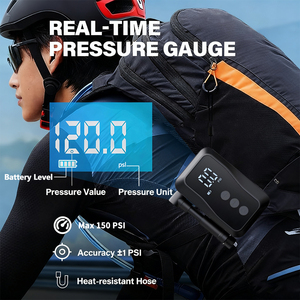 150psi vélo <span class=keywords><strong>pompe</strong></span> à air sans fil Mini <span class=keywords><strong>poche</strong></span> taille manomètre numérique électrique route vélo <span class=keywords><strong>pompe</strong></span> à air avec 50cm type-c cordon d'alimentation - Product Image 5