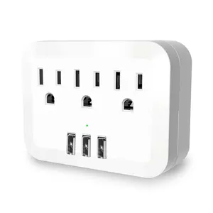 New Model 3 Outlets and 3 USB Wall Adapter Expander Multi Outlet Power Plug US Power Socket