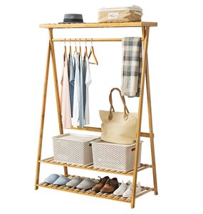 Perchero <span class=keywords><strong>de</strong></span> Bambú Resistente para <span class=keywords><strong>Ropa</strong></span> con Estante Superior y Organizador <span class=keywords><strong>de</strong></span> Almacenamiento <span class=keywords><strong>de</strong></span> <span class=keywords><strong>Ropa</strong></span> y Zapatos <span class=keywords><strong>de</strong></span> 2 Niveles - Product Image 1