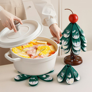 Ouyumei Christmas Tree <b>Coaster</b> Solid Wood <b>Heat</b> Insulating Mat For Table Decorative Gift Item - Product Image 2