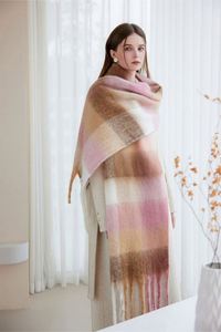 Écharpe longue en cachemire imitation pashmina à motif écossais, 50 couleurs en stock, vente en gros, châle chaud pour femme, hijab - Product Image 2