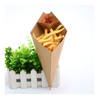 Emballage personnalisé écologique pour frites en cône, boîte à frites jetable, conteneur en papier pour frites avec compartiment pour la sauce