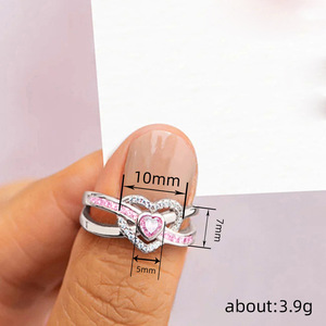 Anello Romantico a Cuore Intrecciato per Donne, Elegante Gioiello da Dito alla Moda - Product Image 4