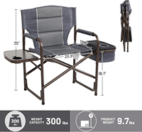 Chaise de camping pliante robuste en fer avec sac isotherme et table latérale pour adultes, supporte 300 lb, pour l'extérieur
