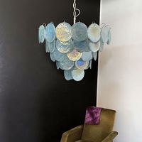 Lustre rond en verre de Murano vert de conception italienne moderne pour hôtel et salon, luminaires suspendus exclusifs
