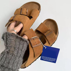 <span class=keywords><strong>Sandali</strong></span> da Spiaggia Retrò a Doppio Bottone in Sughero, Pantofole Berken in Vera Pelle di Alta Qualità, Bestseller alla Moda - Product Image 5