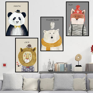 Papier peint adhésif animaux dessin animé, autocollant mural amovible, pour chambre d'enfant et maternelle, motif <span class=keywords><strong>Panda</strong></span>, renard, Lion et ours - Product Image 2