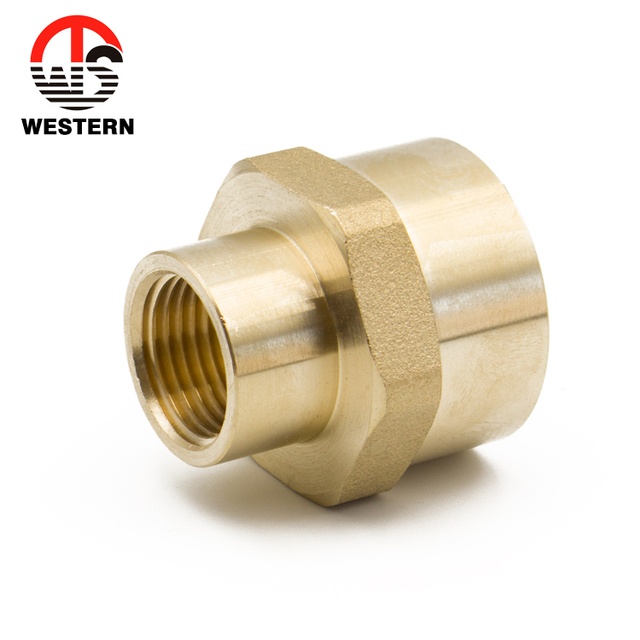 1/4 Adapter Female Tube Connect Polished Socket Water Forged Brass Nipple Plumbing Pipe Fittings Reducer Union Connector